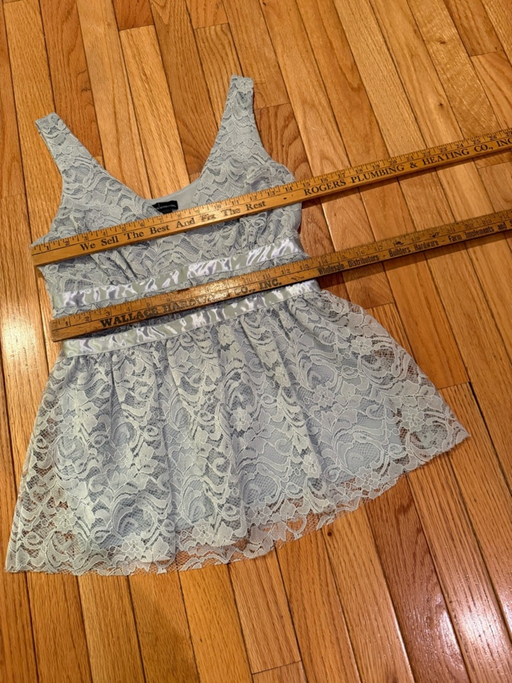 Moda International Light Blue Lace Babydoll Top - Small feminine coquette fairy - Picture 5 of 7